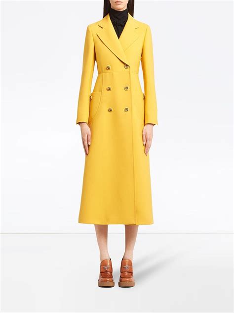 prada yellow double breasted coat